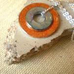 Washer Necklace: Orange and..