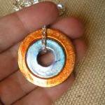 Washer Necklace: Orange and..