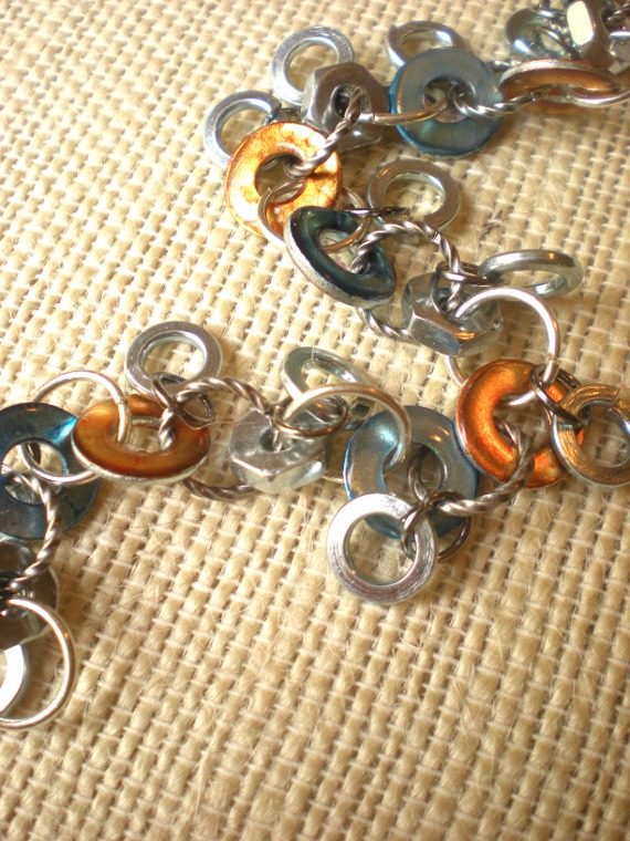 Hardware Bracelet: Orange and Blue