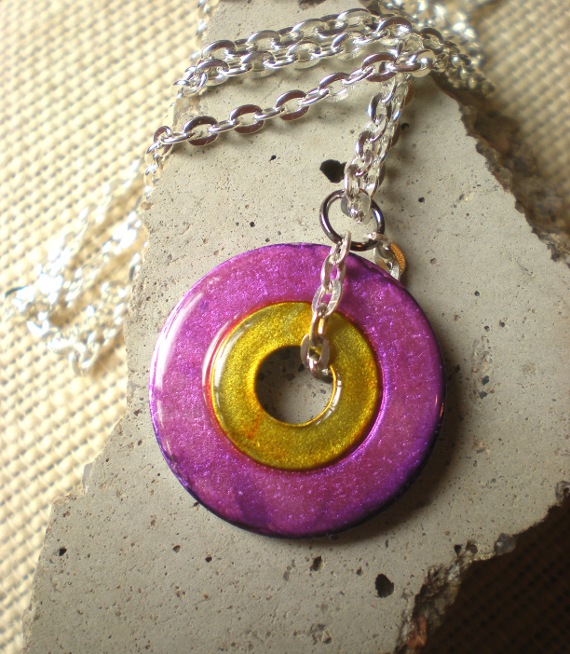 Washer Necklace: Yellow and Purple