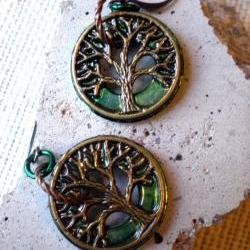 Tree of Life Earrings - Dark Green