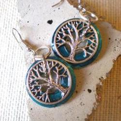 Tree of Life Earrings: Peacock Blue